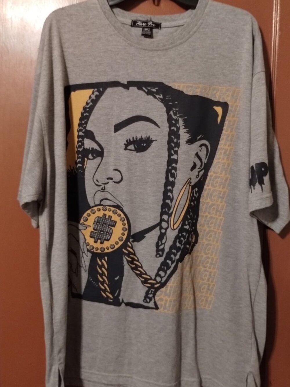 BARE FOX SUPER RICH Short Sleeve T Shirt Size 3X/4X Urban Streetwear-GRAY